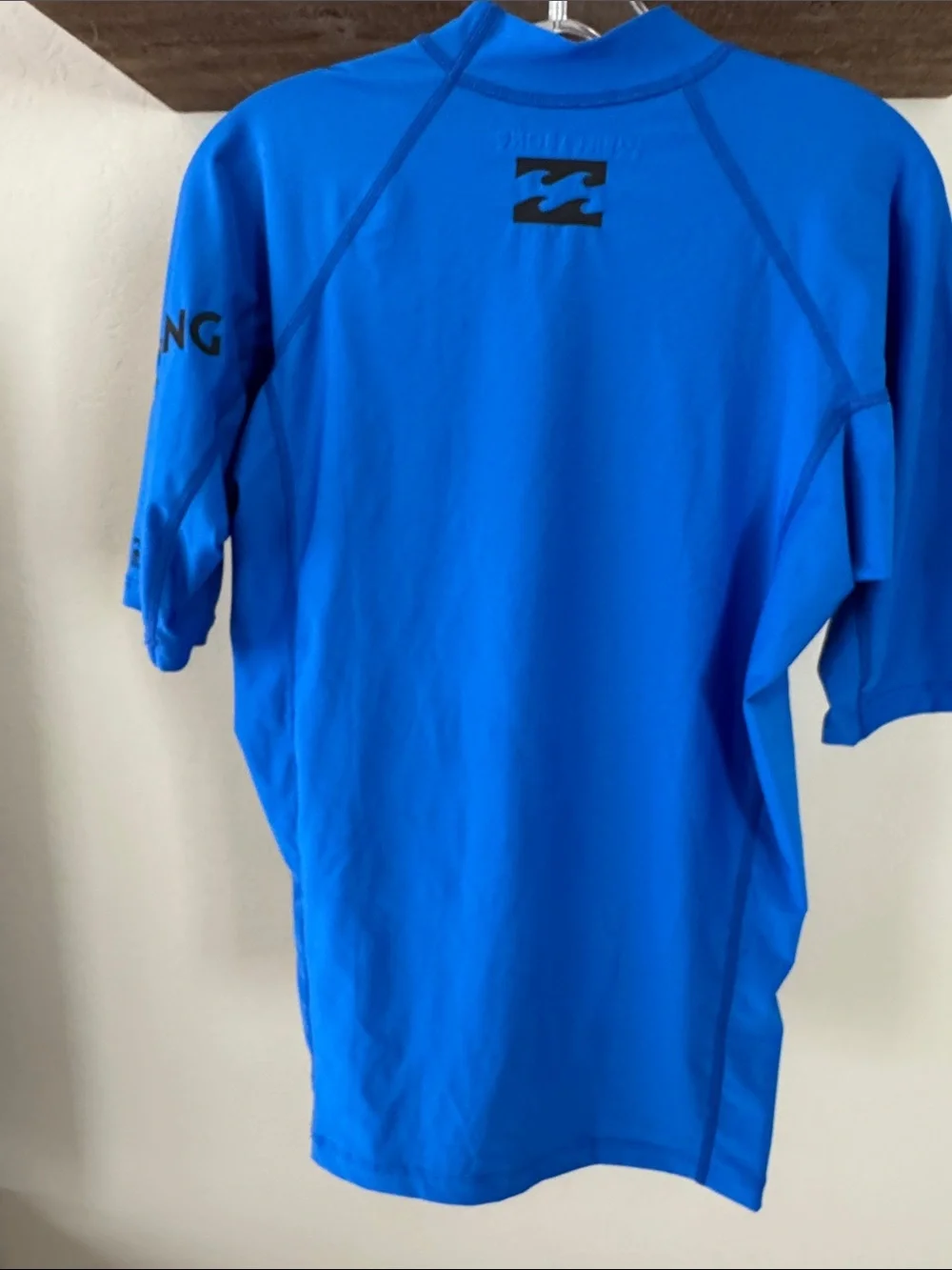 Billabong Bright Blue Short Sleeve Rash Guard with Black Logo